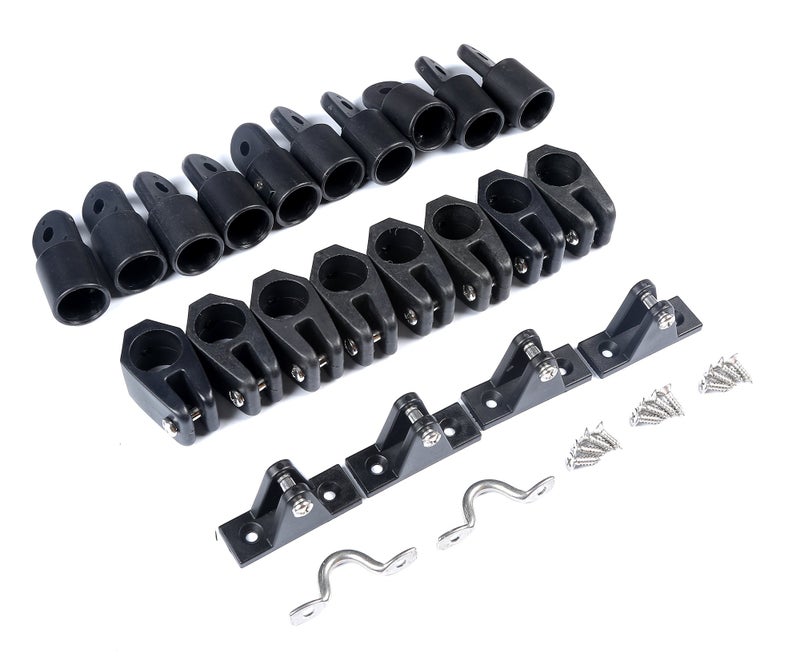 MxEol Boat Top Fittings Hardware Combo Black Nylon Bimini Caps Jaw Slides Deck Hinges Pad Eye w/Screws 22 PCS (Black, 7/8 inch) - Image 3